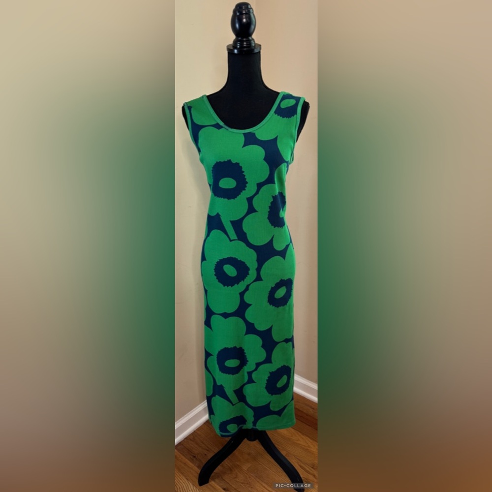 Anthropologie Green and Blue Sheath Midi Dress
